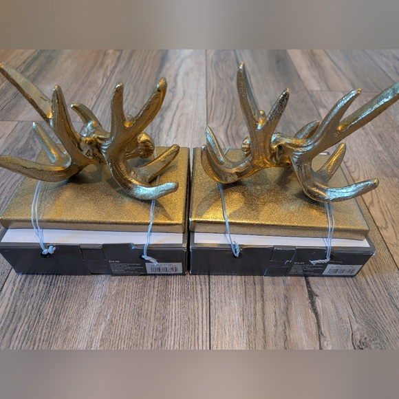 THRESHOLD Stocking Holder Antler Design Gold Handcrafted New In Box - Picture 6 of 8